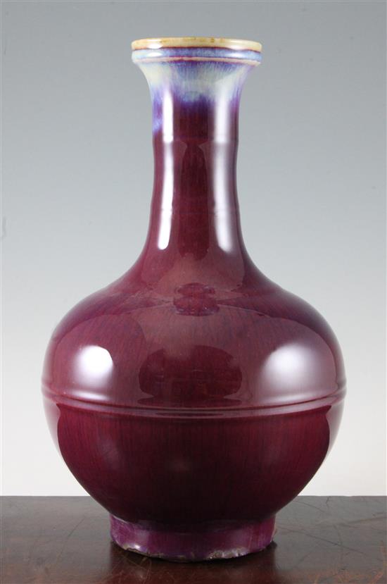 A Chinese flambe glazed bottle vase, 35.5cm